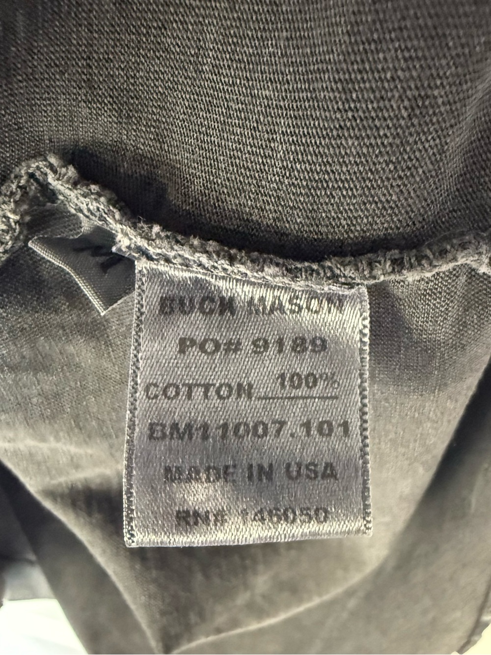 Buck Mason NWT Venice Wash Slub Curved Hem Tee in "Coal" - Picture 7 of 11